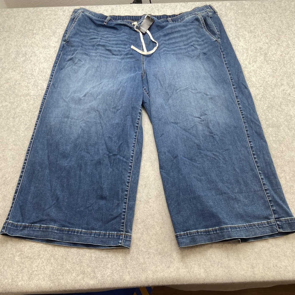 Torrid Wide Leg Crop Jeans Womens 6 (53x24) Blue Drawstring Stretch Denim